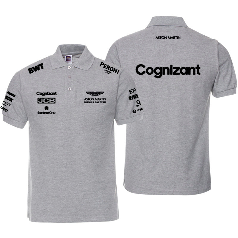 Polo Aston Martin Cognizant F1 Homme Manche Courte Coton Col Boutonné Regular Fit